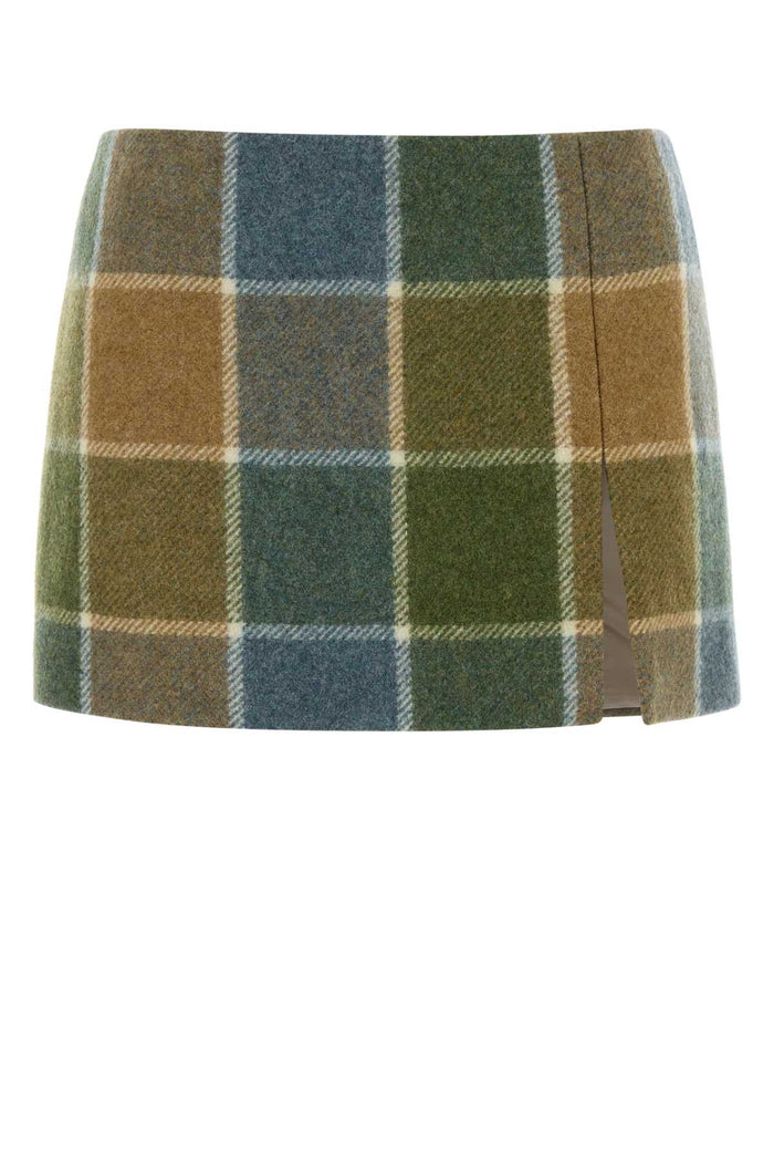 Embroidered Wool Mini Skirt Cammelloavio Gonne