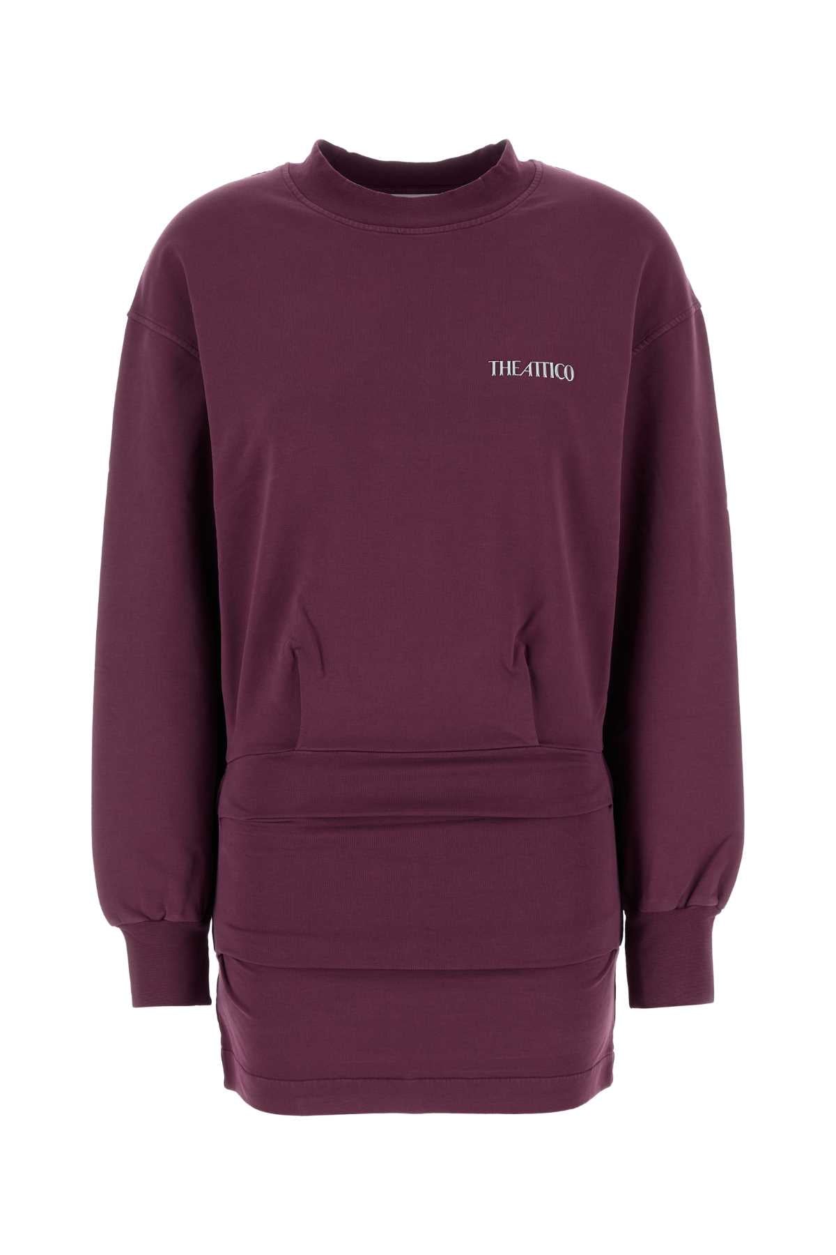 Plum Stretch Cotton Mini Dress Burgundy Abiti