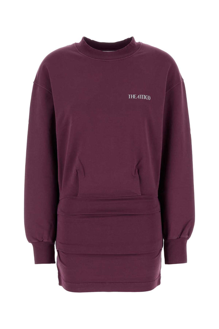 Plum Stretch Cotton Mini Dress Burgundy Abiti