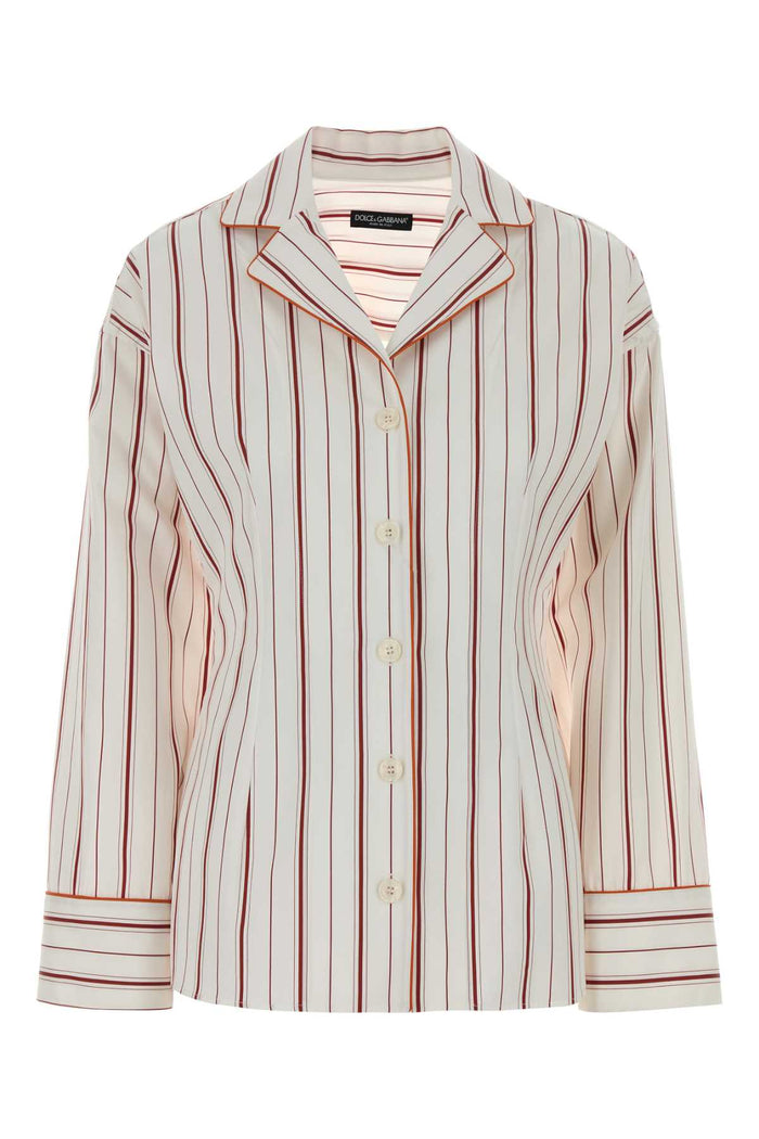 Embroidered Poplin Shirt Rigato Exterior: Cotton Silk Camicie