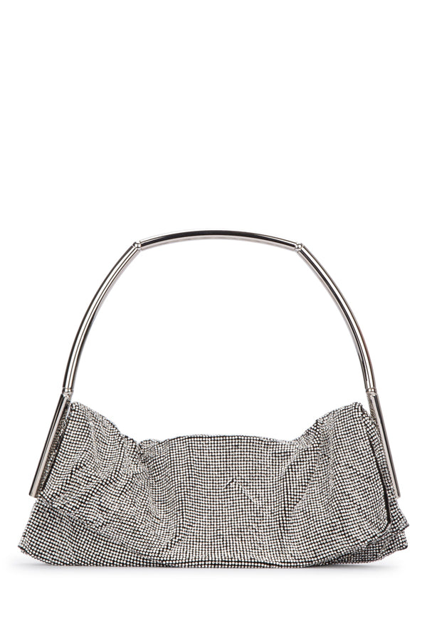 Benedetta Bruzziches Beaded mesh with metal frame clutch in silver