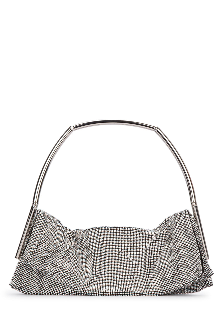 Benedetta Bruzziches Beaded mesh with metal frame clutch in silver