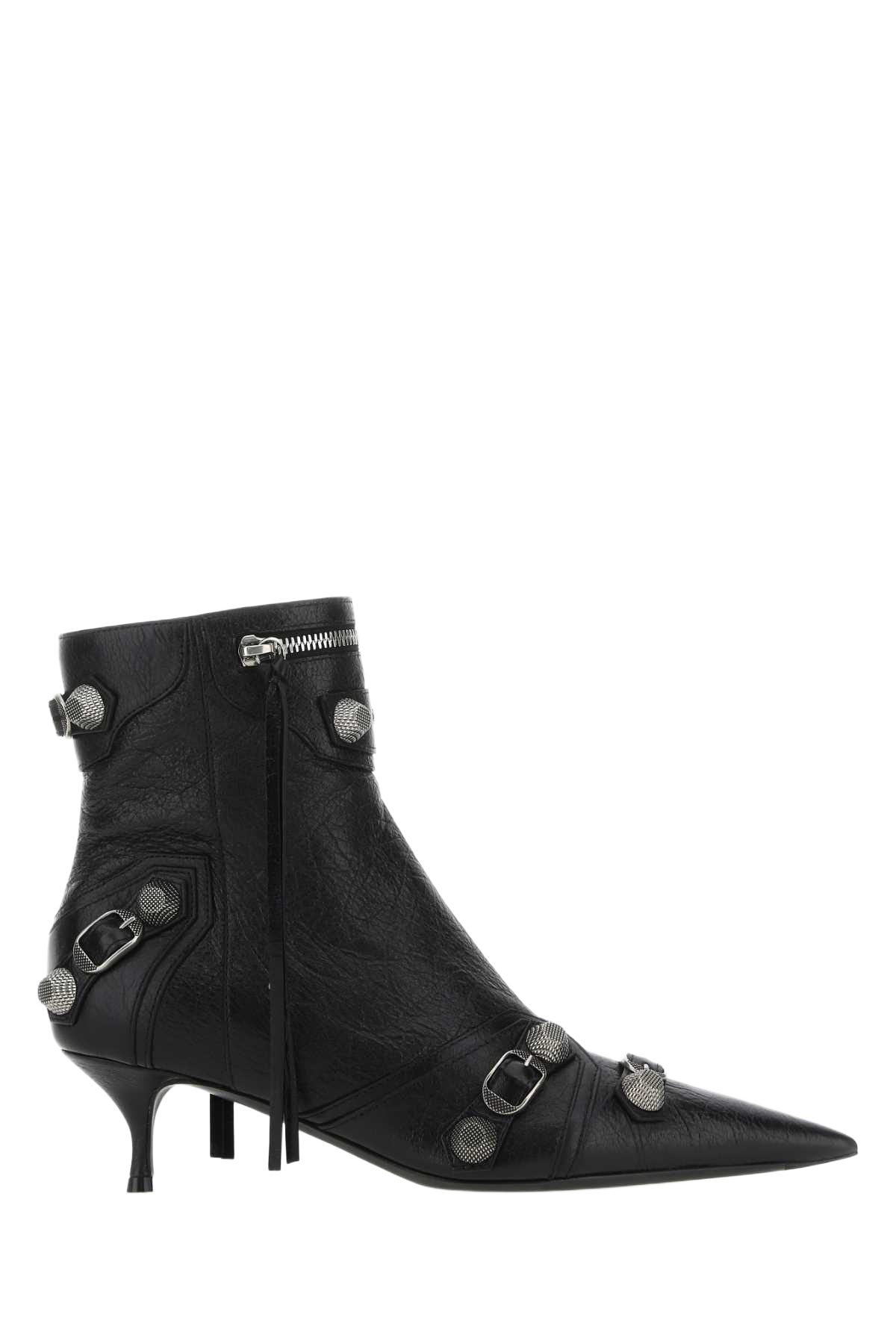 Black Leather Cagole Ankle Boots 1081 Stivali