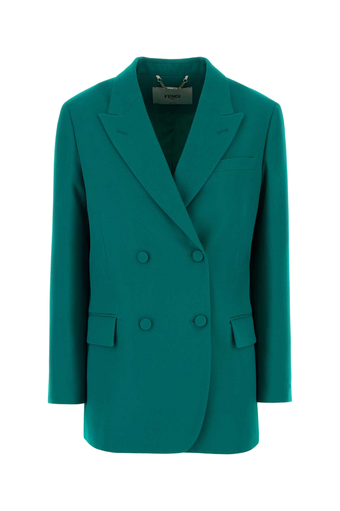 Turquoise Grain De Poudre Blazer Giada-26 Wv+vi+nr4bott:madreper Giacche E Gilet