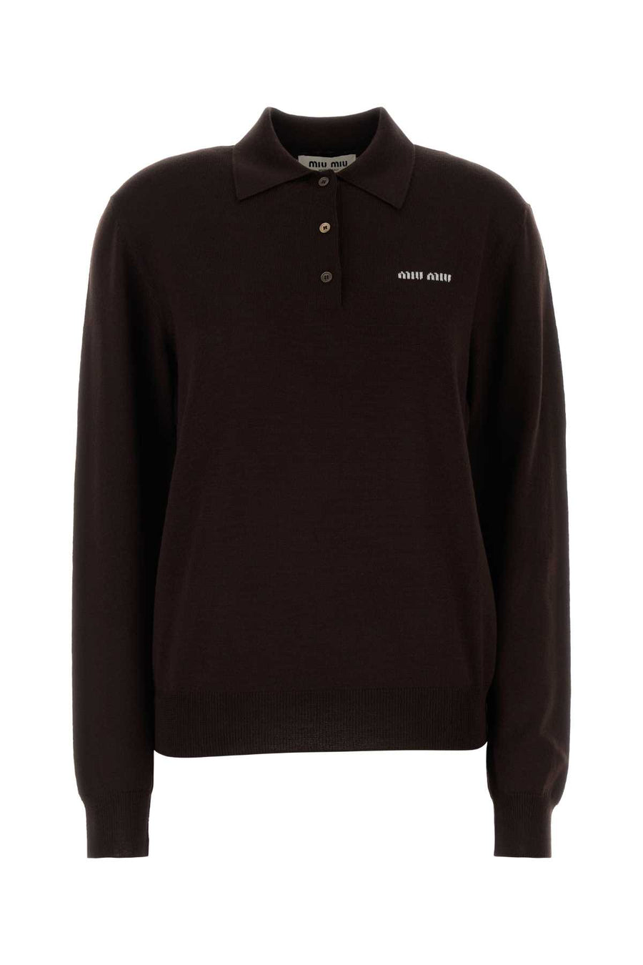 Miu Miu 100% Virgin wool polo shirt in brown
