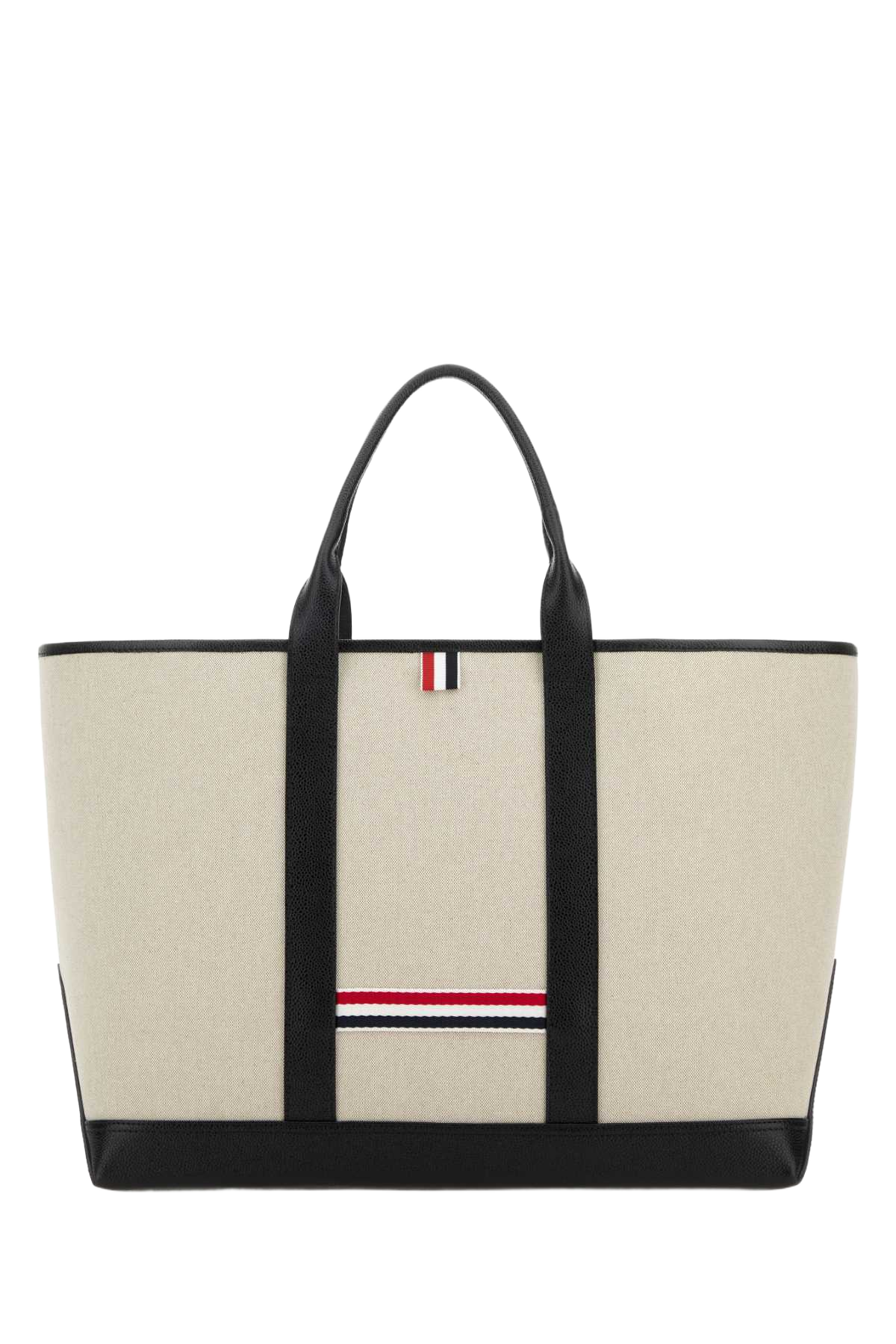 Sand Canvas Medium Rwb-Stripe Shopping Bag Black Portafogli