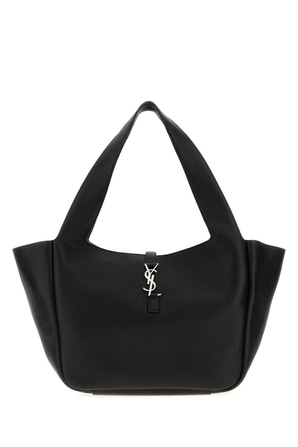 Saint Laurent Cabas Exterior: 100% Deer; Lining: 100% Leather; Finishing: Silver metal shoulder bag in black