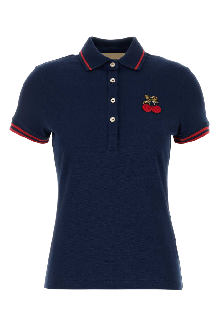 Blue Poplin Polo Shirt Indaco Exterior: Cotton
