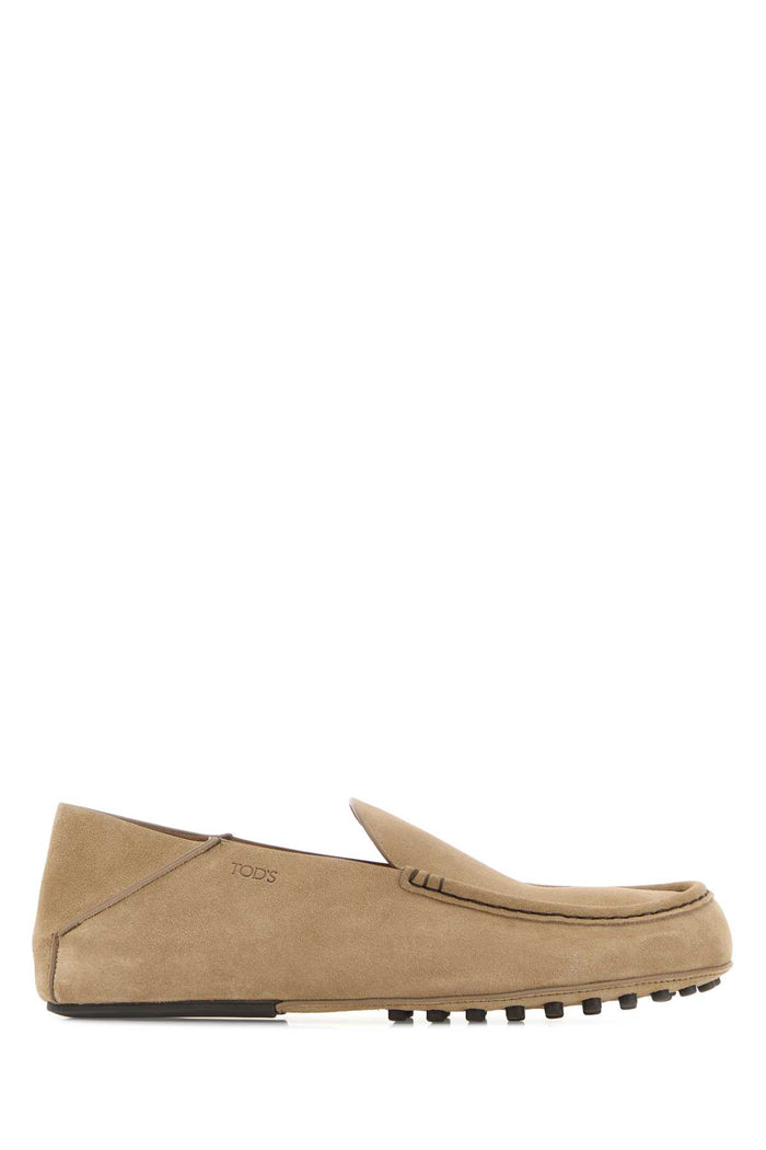 Beige Suede Loafers Tabacco Mocassini