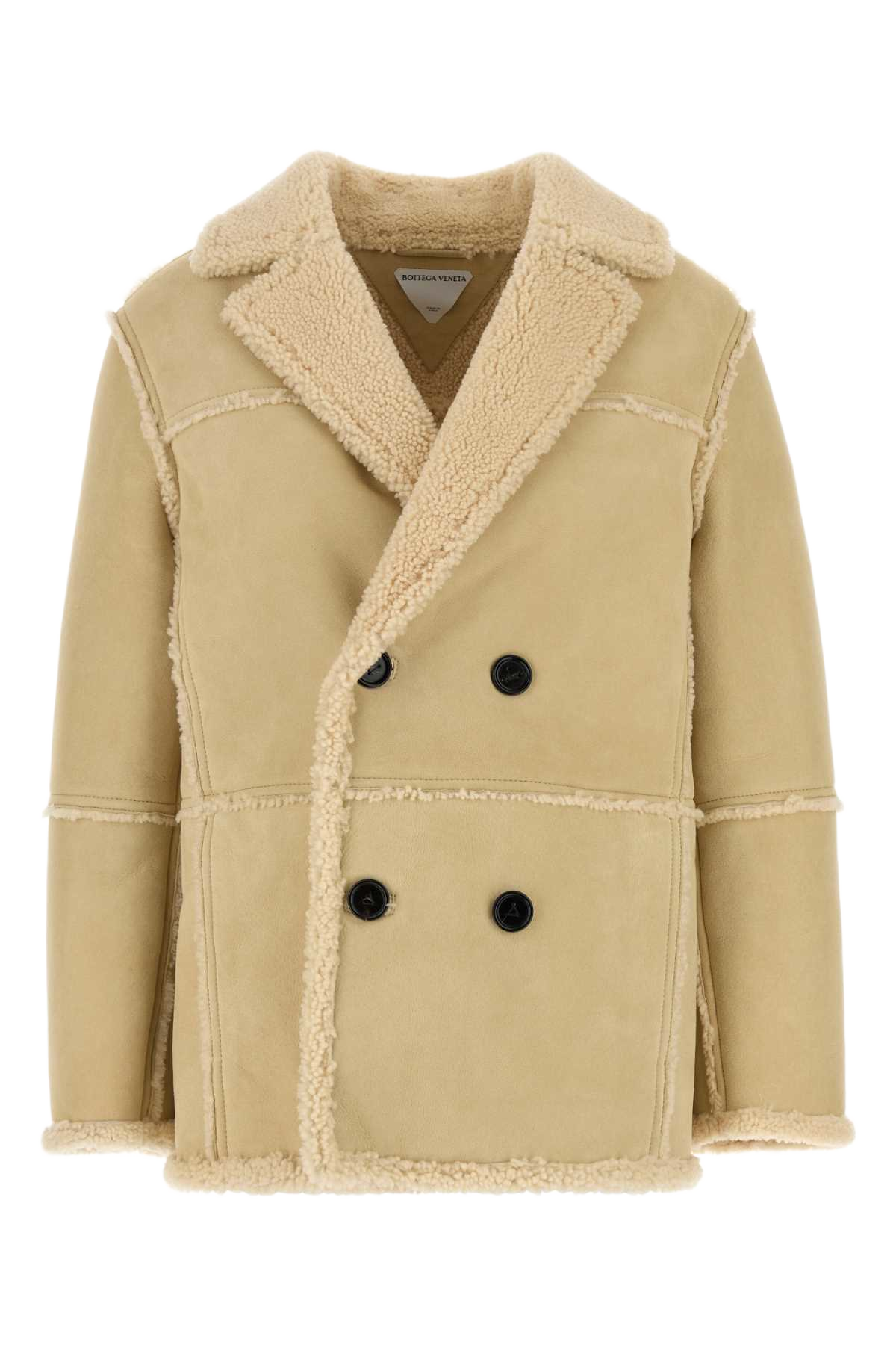 Cream Shearling Coat Beige Exterior: Cappotti