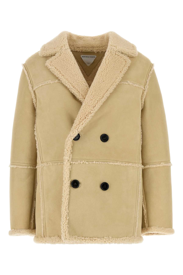 Cream Shearling Coat Beige Exterior: Cappotti