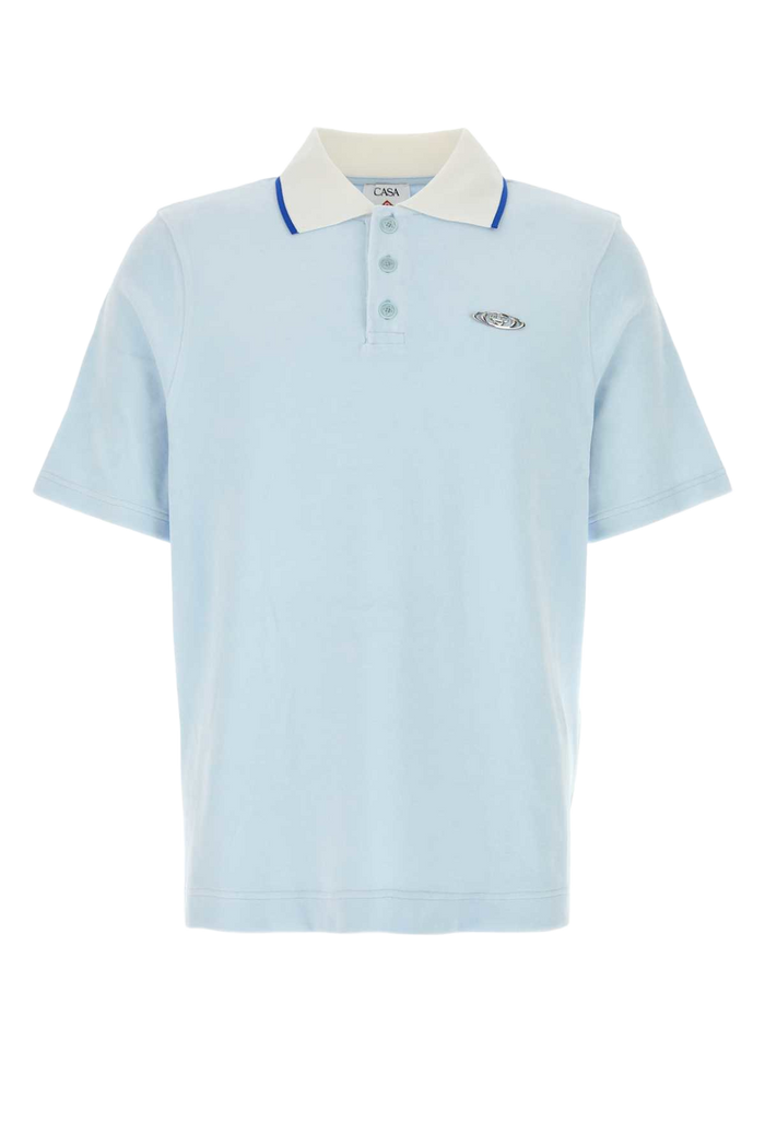 Pastel Light Blue Velvet Polo Shirt Clubicon Exterior: Cotton Nylon