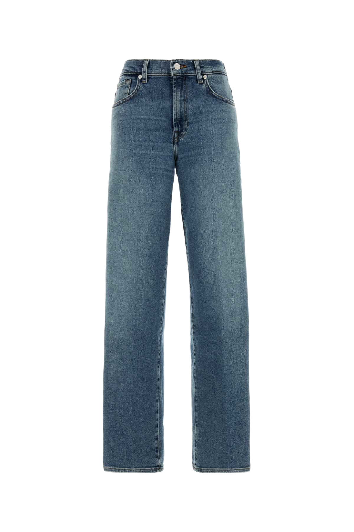 Stretch Denim Stovepipe Jeans Azzurro