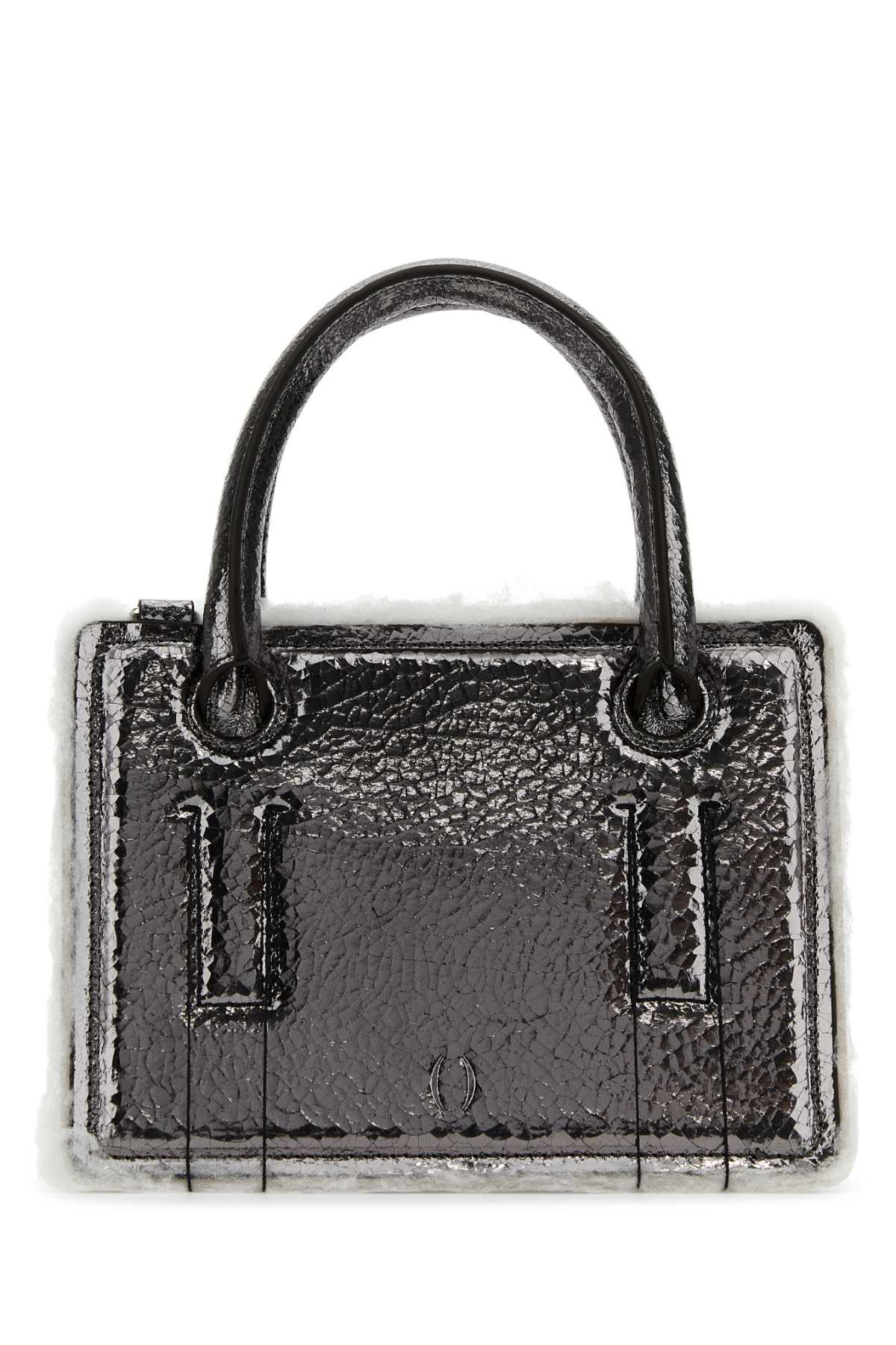 Lead Leather Mini Otto Handbag Creackedsilver Borse A Mano