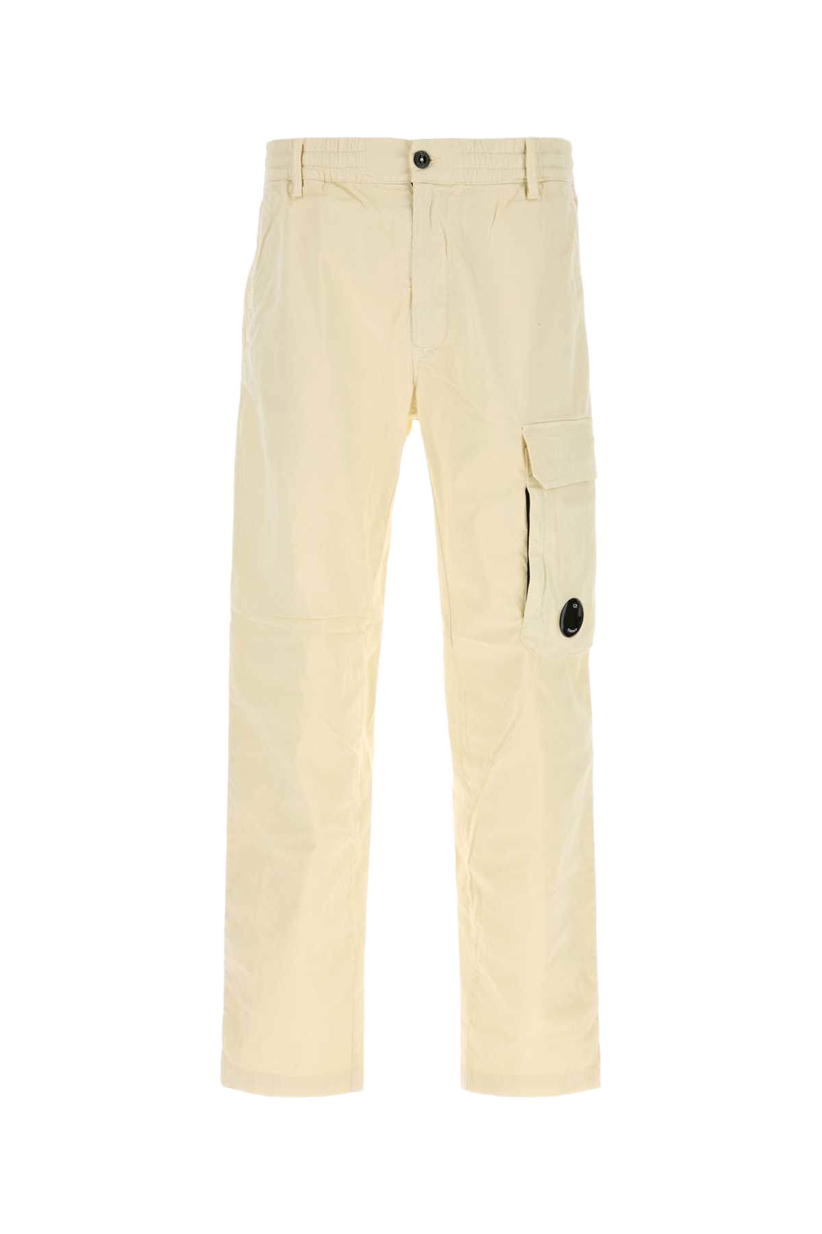 Cream Stretch Cotton Cargo Pant Frozendew Exterior: Elastane Pantaloni