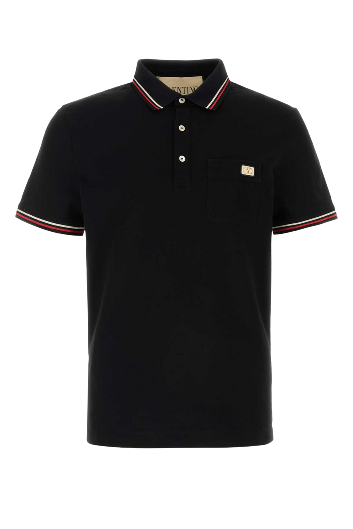 Black Cotton Polo Shirt Nero