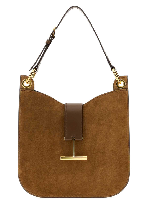 Tom Ford Exterior: 100% Suede shoulder bag in brown