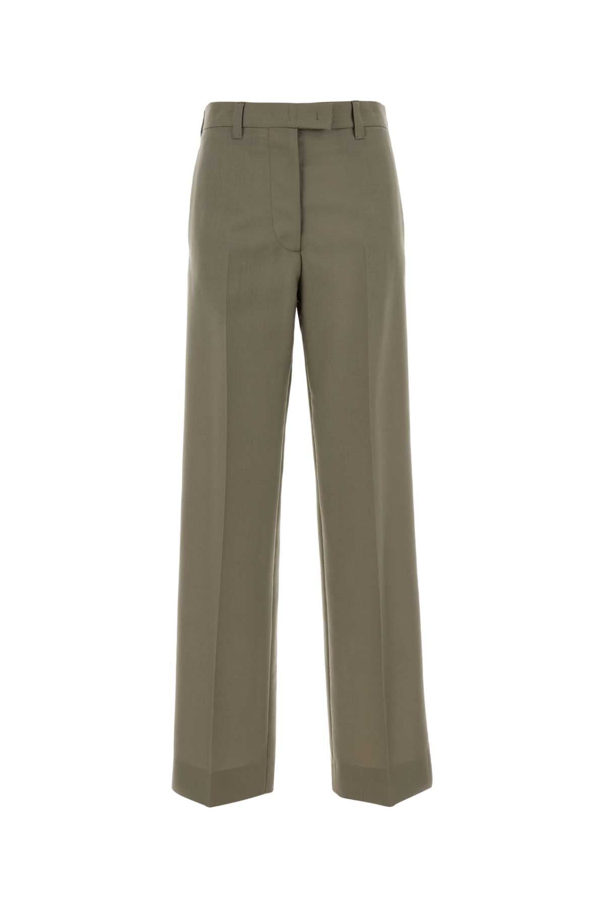 Sage Green Mohair Blend Palazzo Pant Mastice Exterior: Virgin Wool Pantaloni