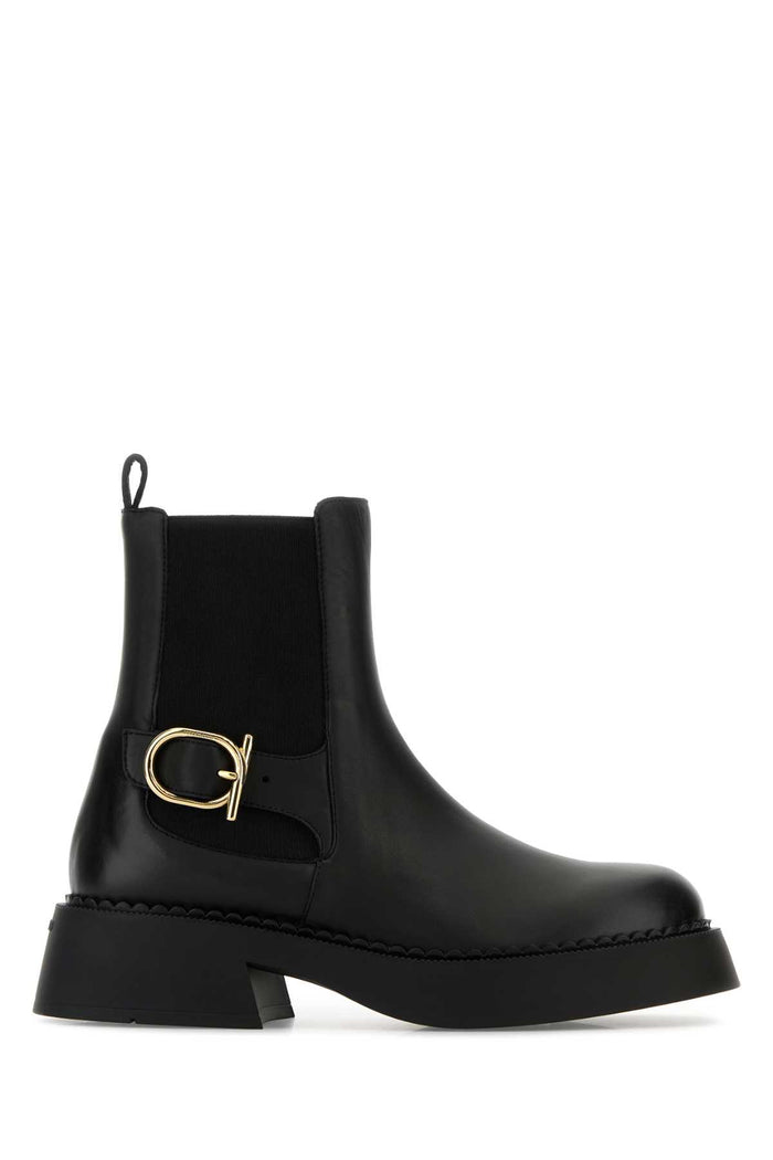 Black Leather Tia Ankle Boots Nerobiscottonero Stivali