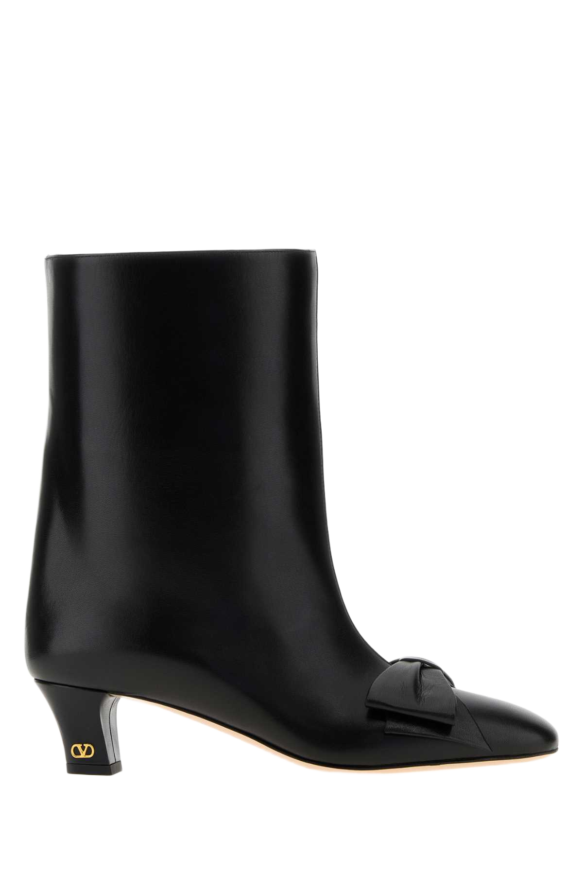 Black Leather Bowow Ankle Boots Nero Stivali