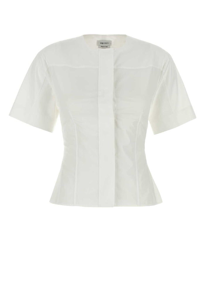 White Poplin Shirt Opticalwhite Stitches Dt Top Camicie