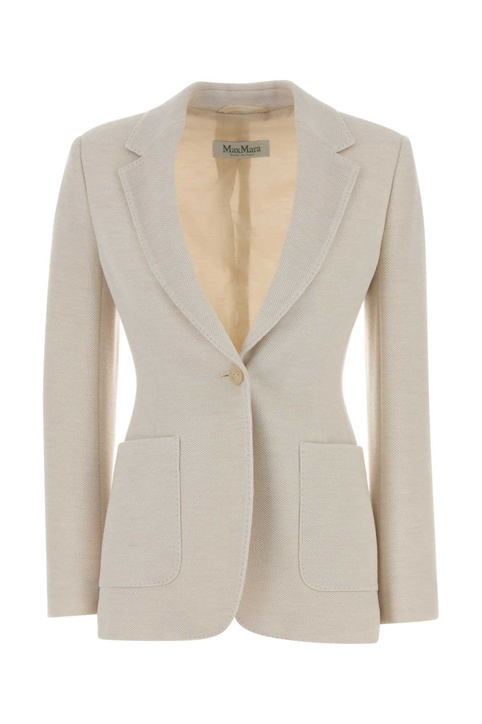 Sand Jersey Utilita Blazer Avorio Exterior: Virgin Wool Giacche E Gilet