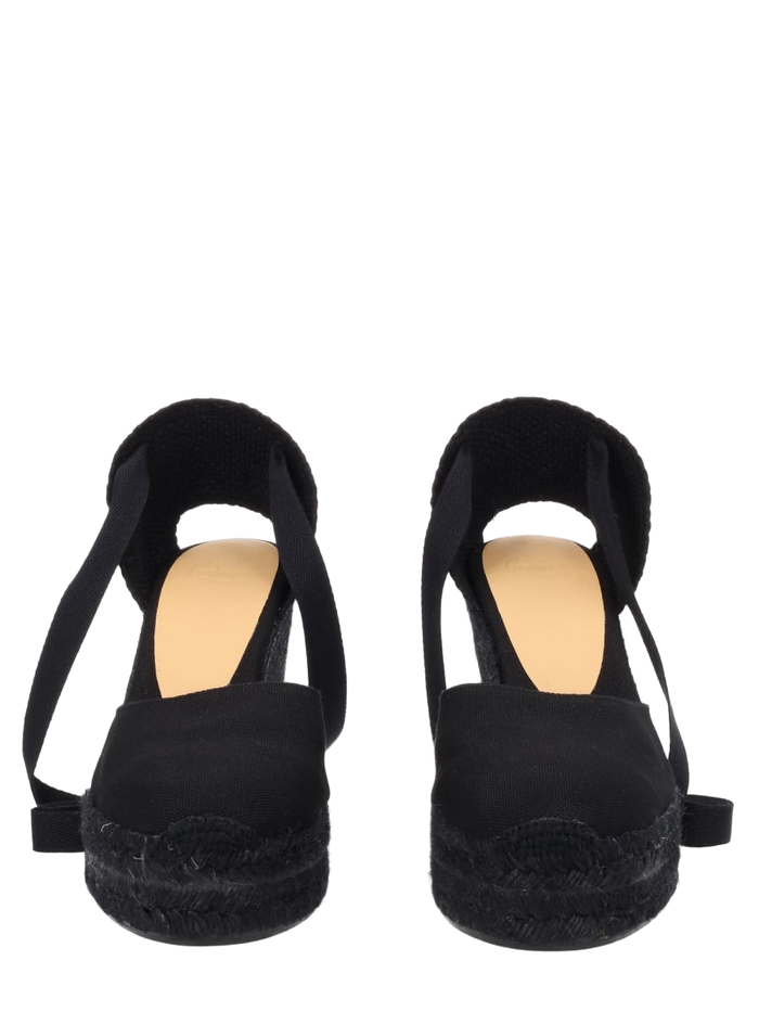 Espadrille Cute Black Cotton Wedges