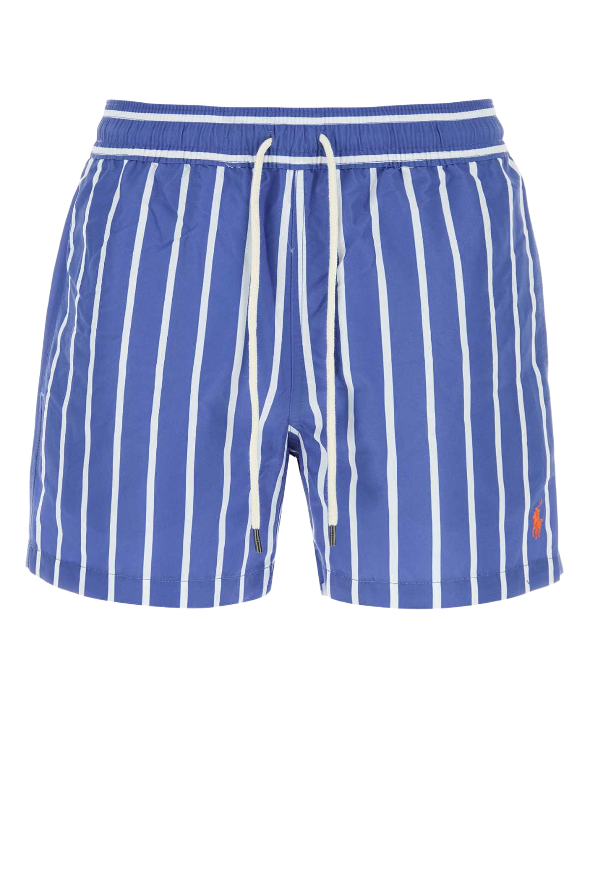 Printed Polyester Swimming Shorts Blueverticalwidestripe Costumi Da Bagno