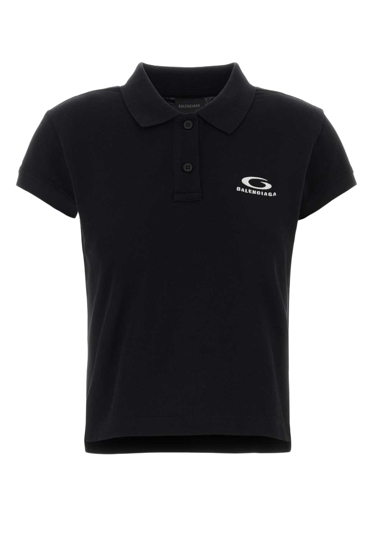 Black Piquet Polo Shirt Black/white T Cotton Ri Polyester