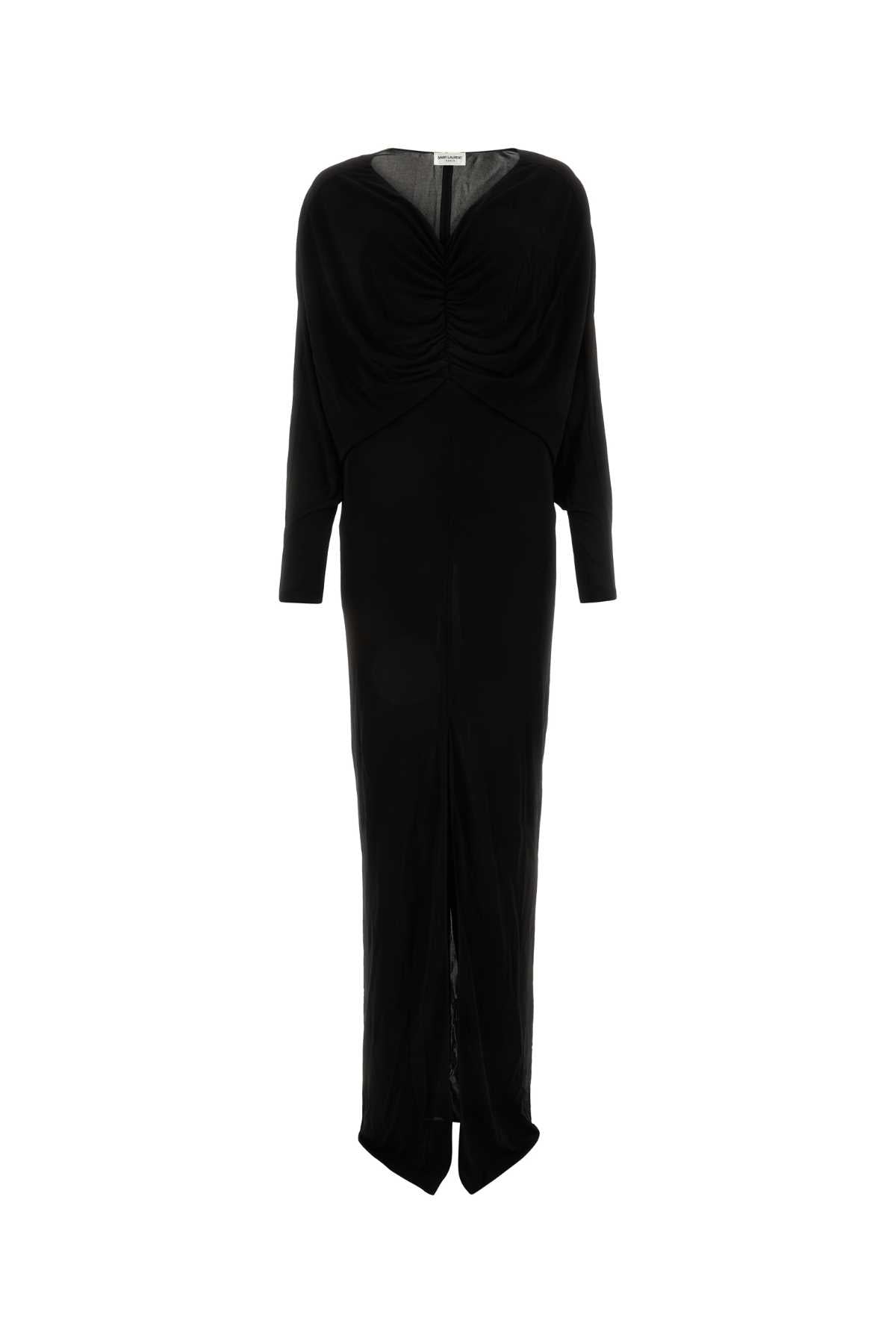 Black Viscose Long Dress Noir Exterior: Abiti Lunghi