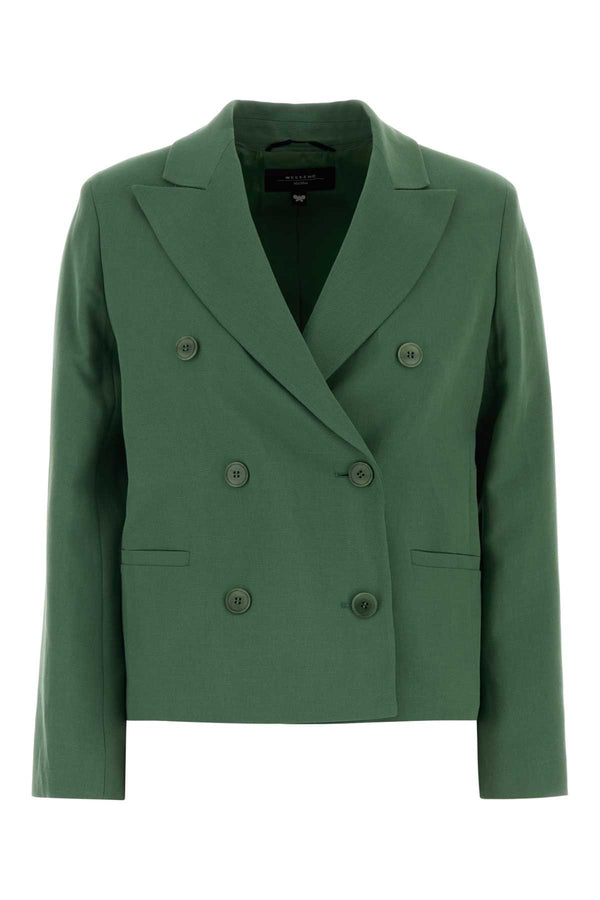 Weekend Exterior: 70% Viscose 30% Linen; Lining: 100% Cotton blazer in green
