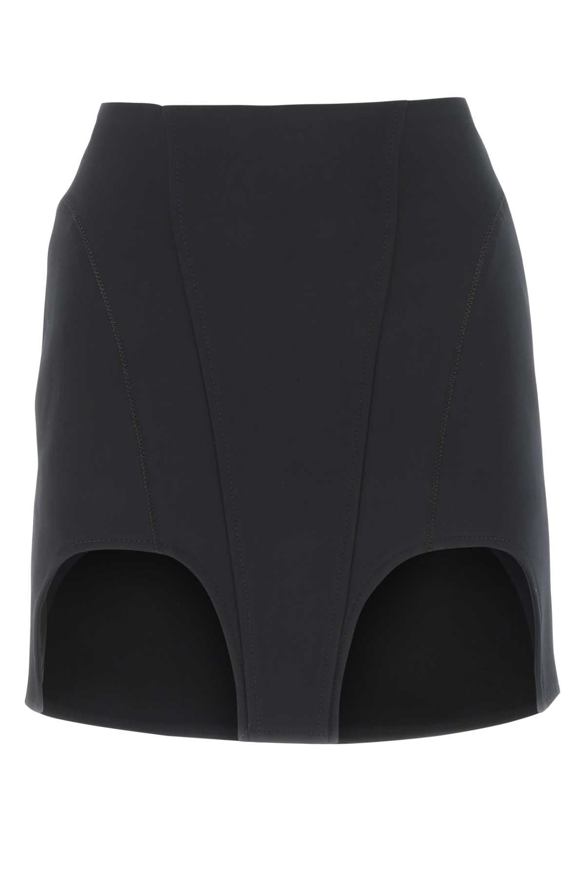Black Stretch Cotton Blend Mini Skirt Gonne