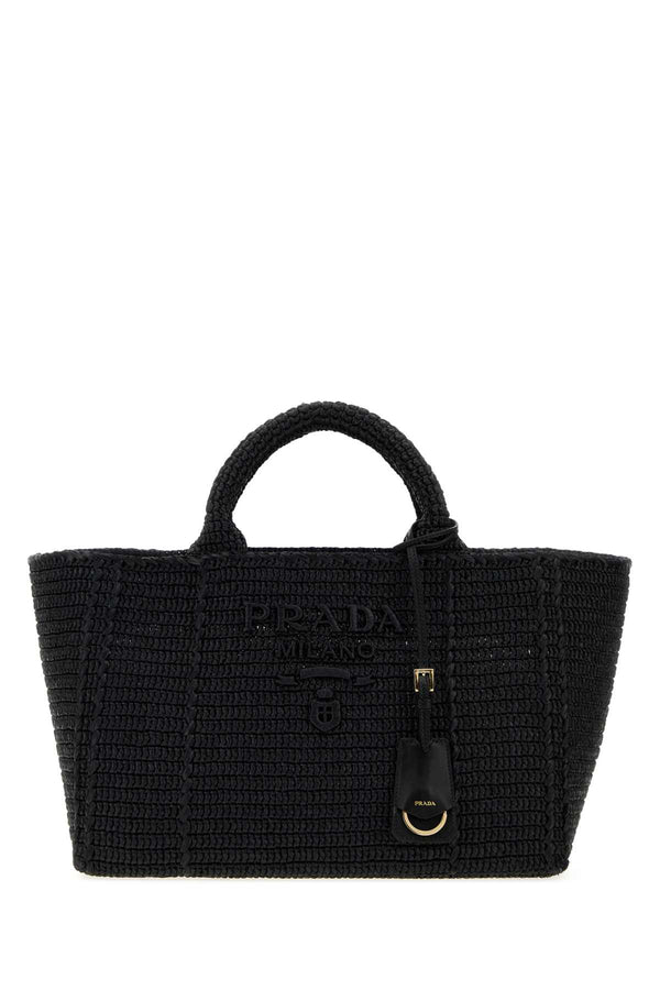 Prada Exterior: 100% Raffia tote bag in black