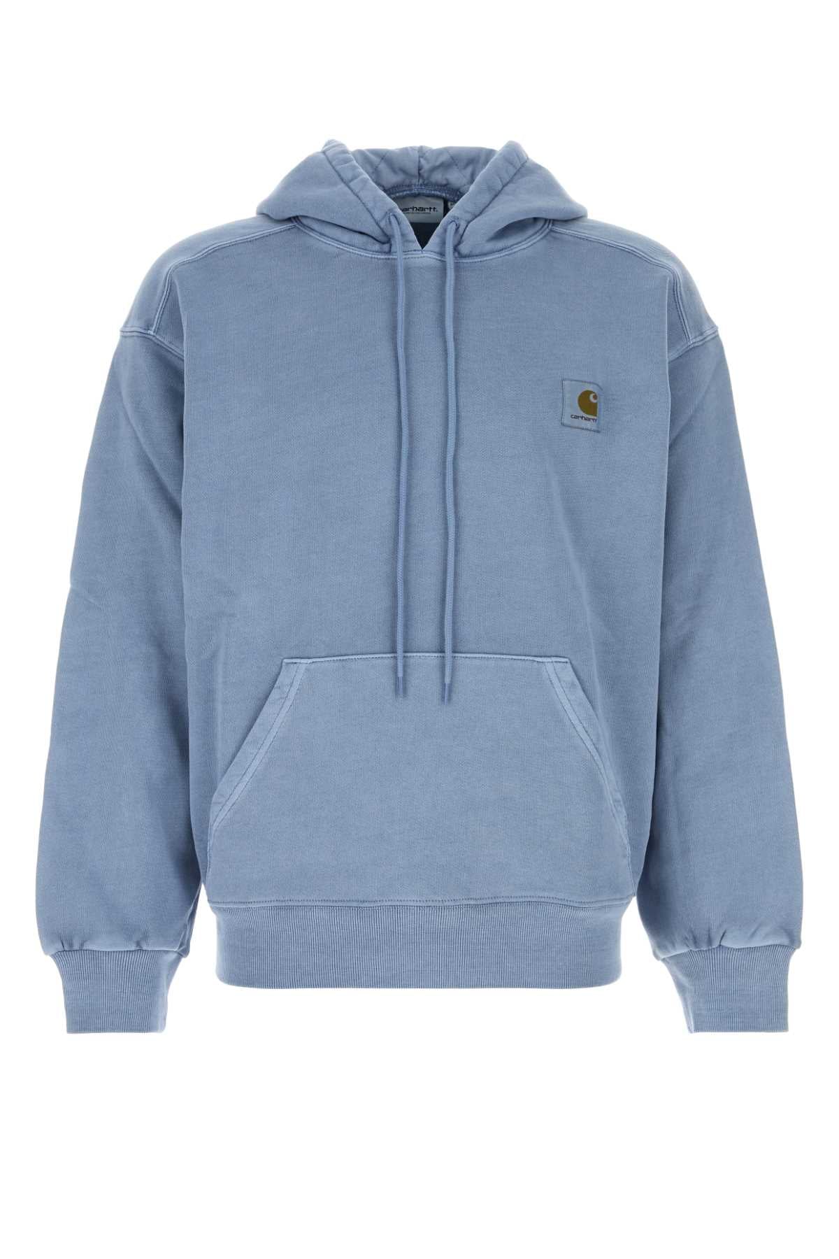 Cerulean Blue Cotton Hooded Nelson Sweat Gentlebluegarmentdyed Exterior: Felpe