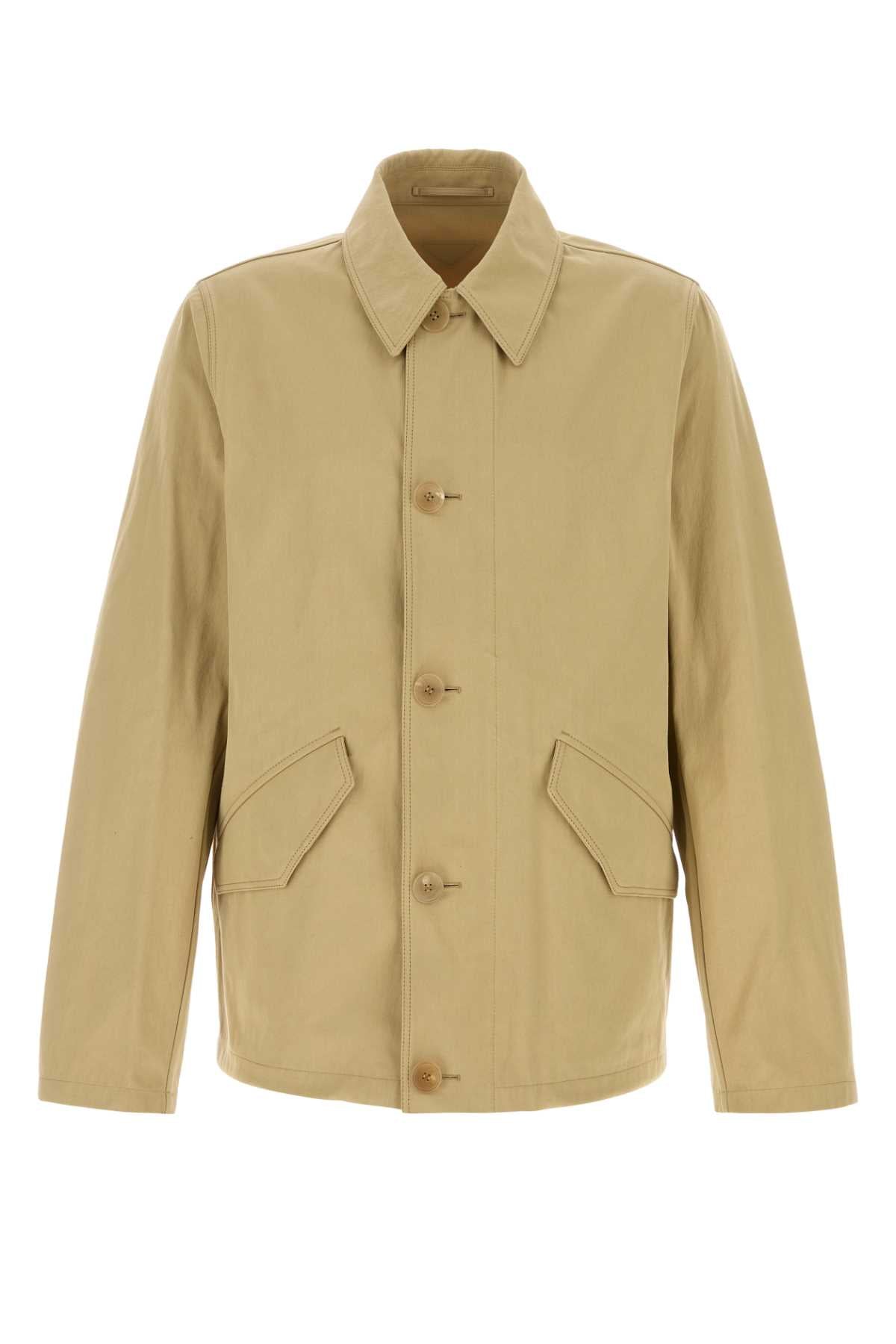 Beige Cotton Jacket Kaki Exterior: Giubbini