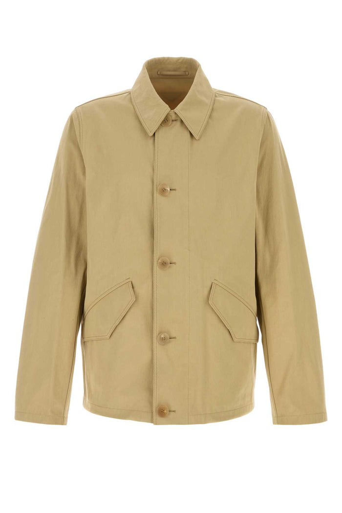 Beige Cotton Jacket Kaki Exterior: Giubbini