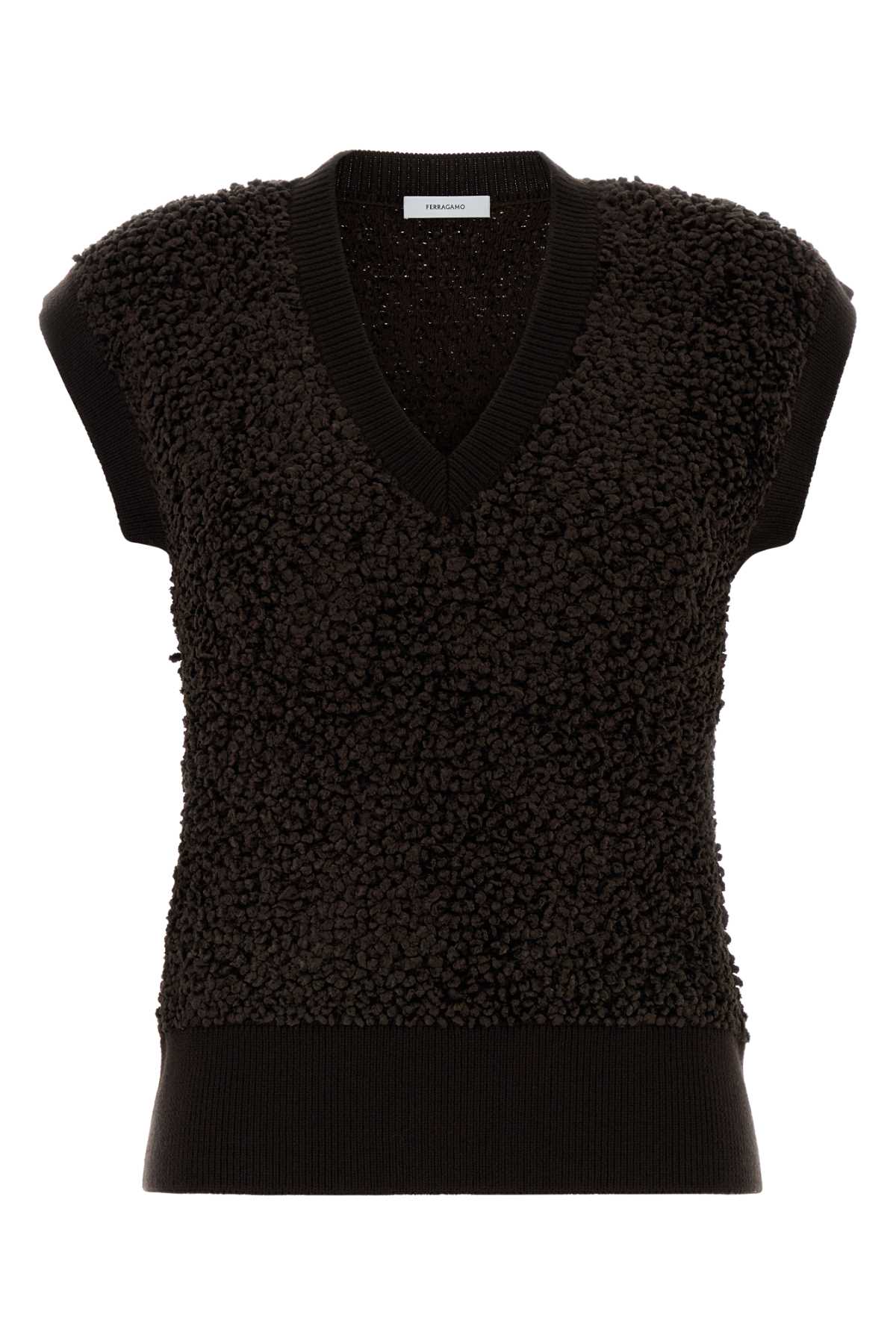 Dark Brown Boucle Vest Darkexpresso Maglieria