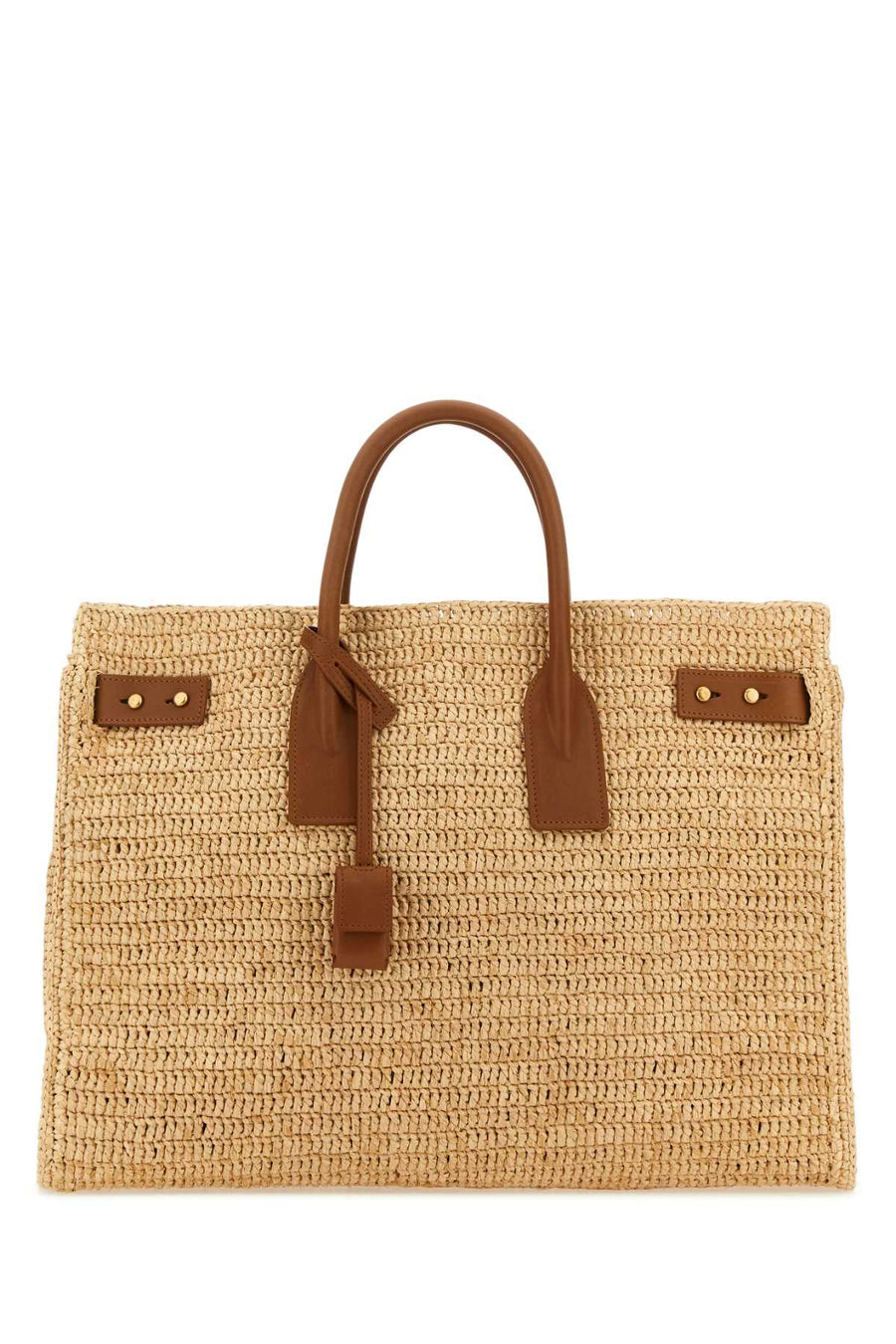 Saint Laurent Exterior: 100% Raffia tote bag in beige