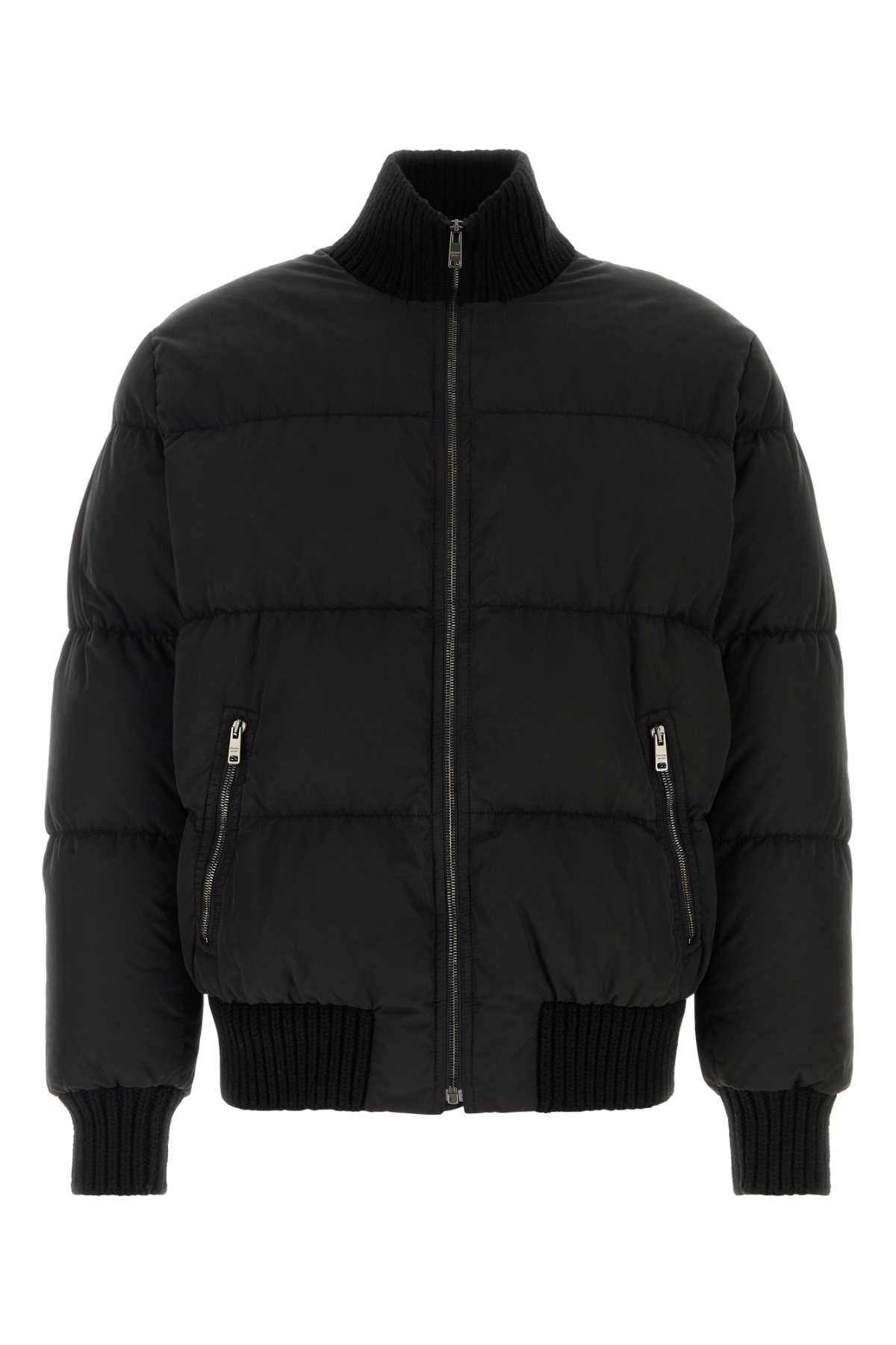 Black Cotton Bomber Jacket Nero Piumini