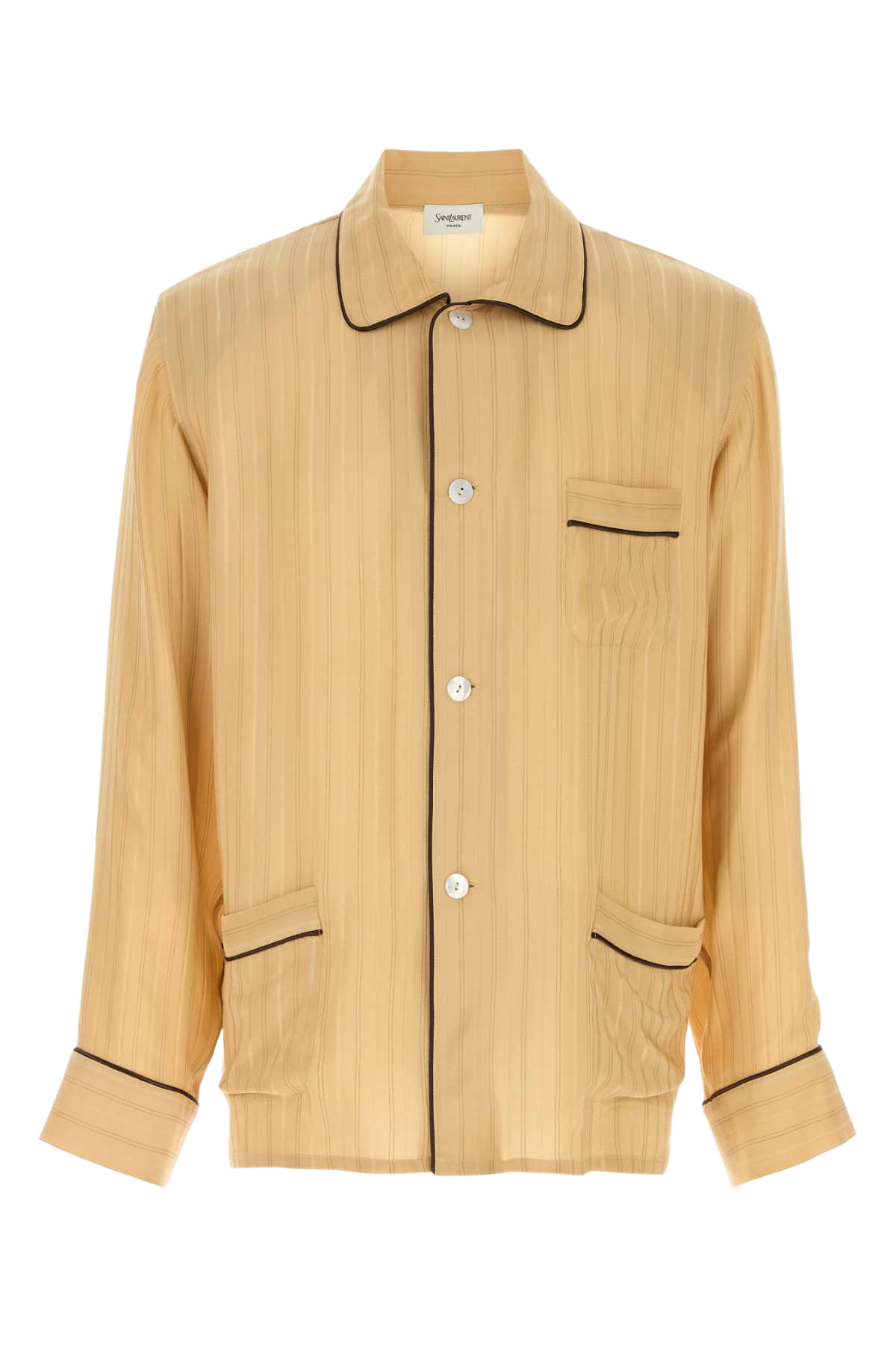 Embroidered Crepe Shirt Nudetaupe Exterior: Silk Camicie