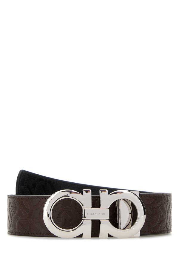 Ferragamo Gancini Leather exterior belt in brown