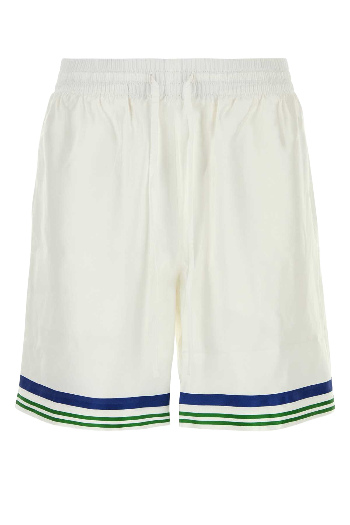 White Satin Bermuda Shorts Tennismascot Silk