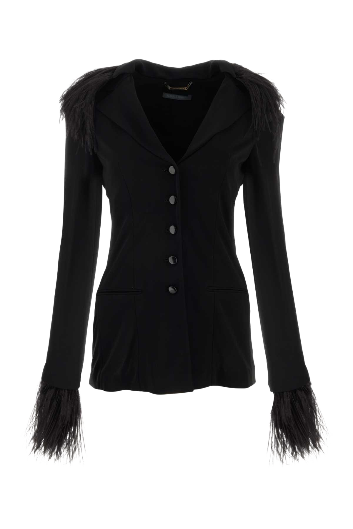 Black Crepe Blazer Nero Exterior: Viscose Giacche E Gilet