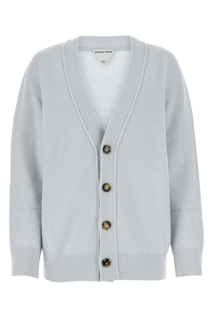 Powder Blue Stretch Cashmere Blend Cardigan Lightblue Maglieria