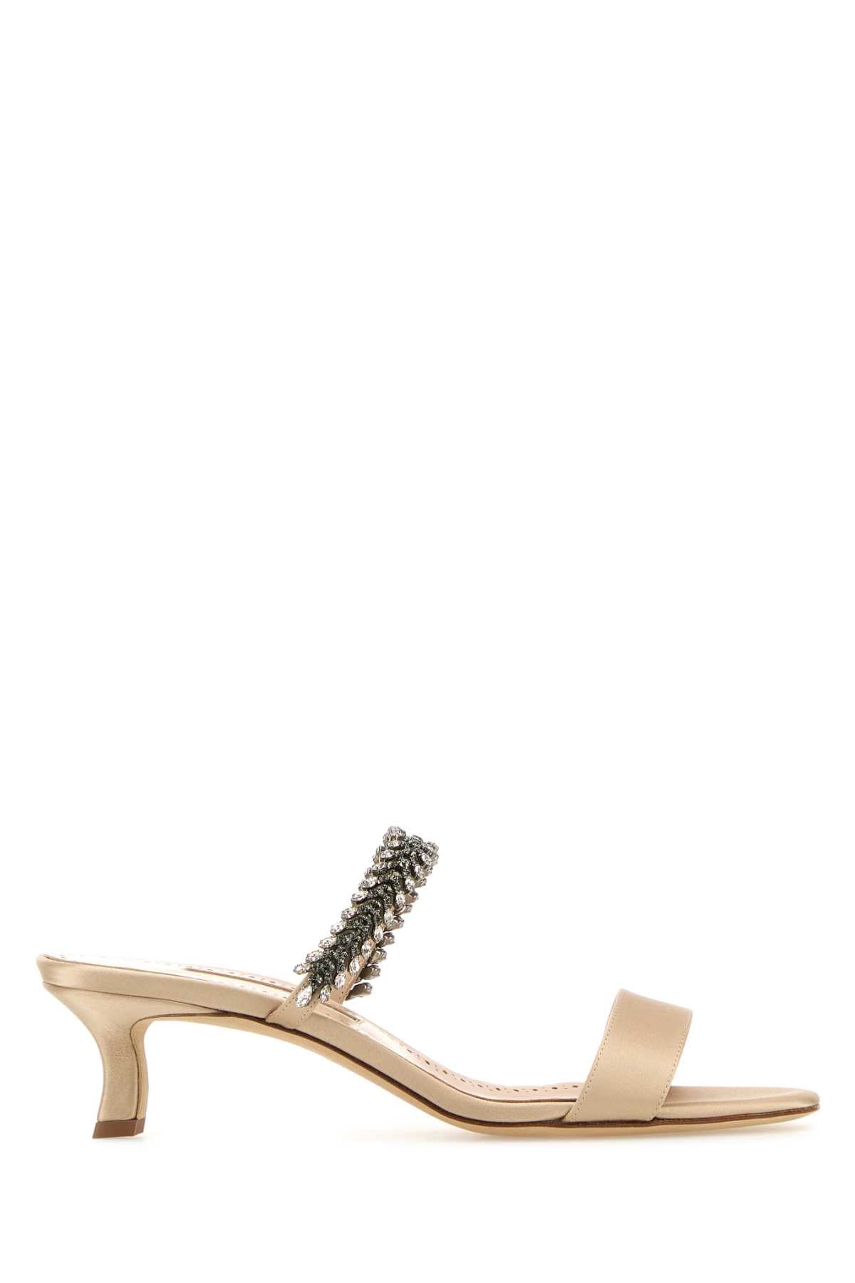 Nude Satin Kifasan Mules Mnud Sandali