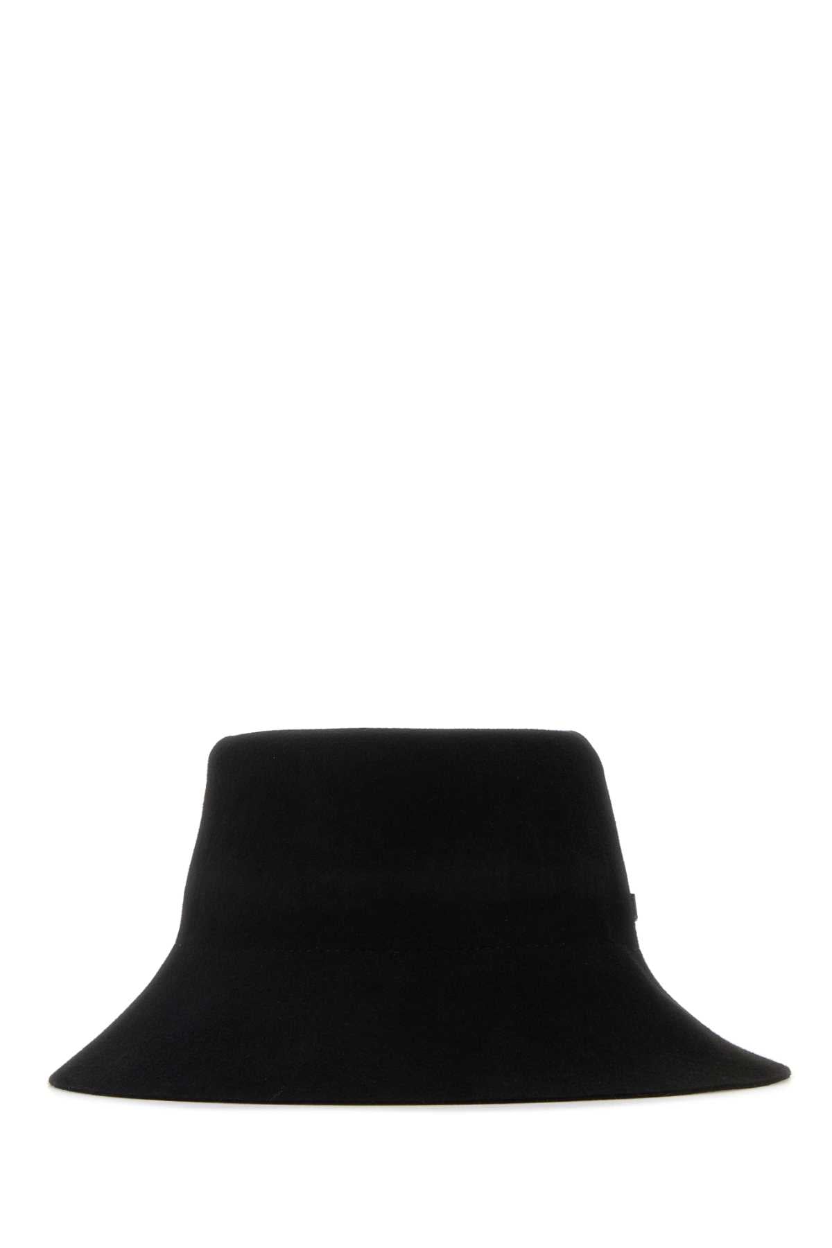 Black Wool Petra Bucket Hat Exterior: Merino Cappelli E Fasce Per Capelli
