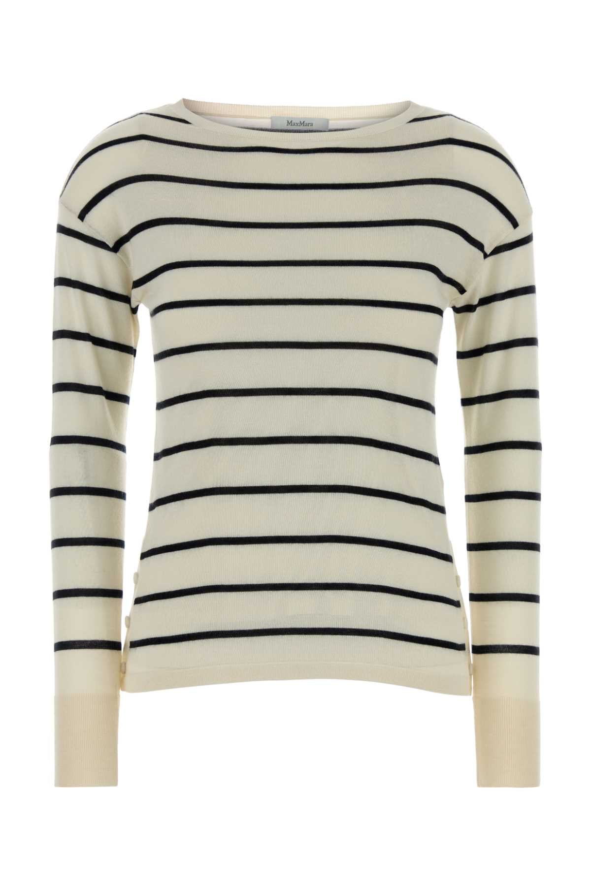 Embroidered Cashmere Blend Tabella Sweater Bianco/blu Exterior: Silk Maglieria