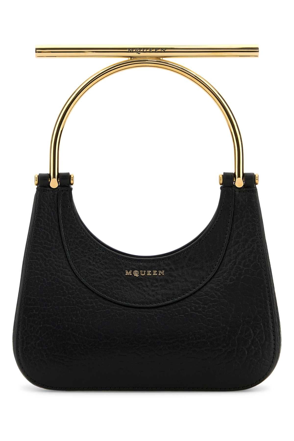 Black Leather Mini Cross-Bar Handbag Blackgold Borse A Mano