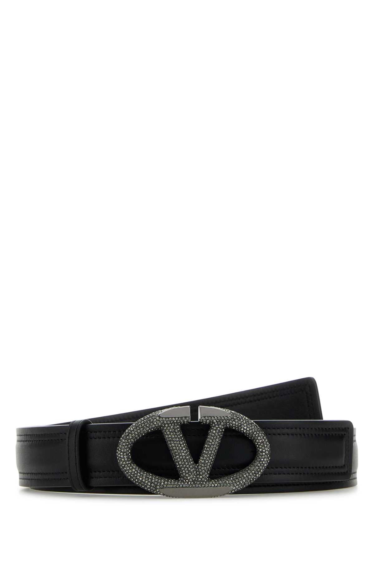 Black Leather Vlogo The Bold Edition Belt Neroblackdiamond Exterior: Cinture