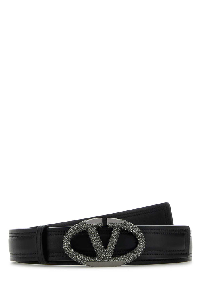 Black Leather Vlogo The Bold Edition Belt Neroblackdiamond Exterior: Cinture